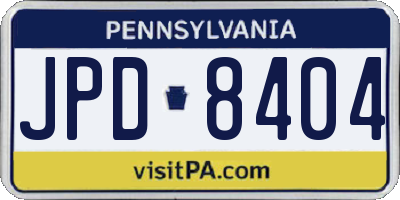 PA license plate JPD8404