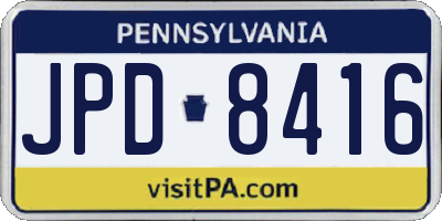 PA license plate JPD8416