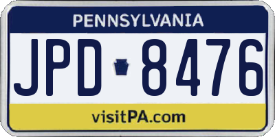 PA license plate JPD8476