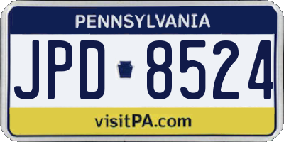 PA license plate JPD8524