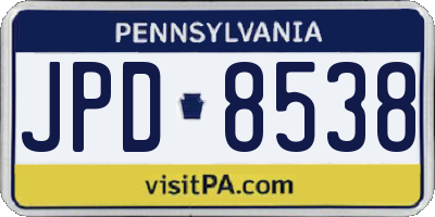 PA license plate JPD8538