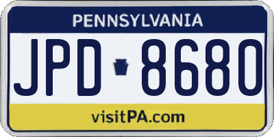 PA license plate JPD8680