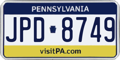 PA license plate JPD8749