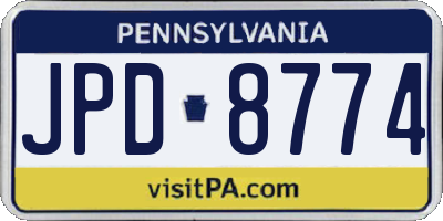 PA license plate JPD8774