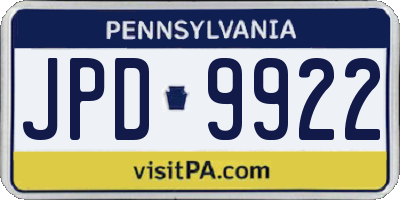 PA license plate JPD9922