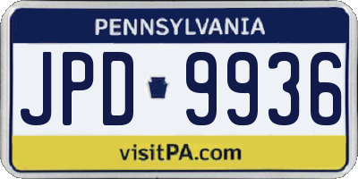 PA license plate JPD9936