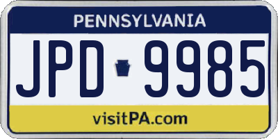 PA license plate JPD9985