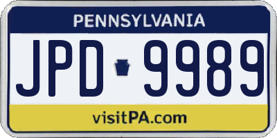 PA license plate JPD9989