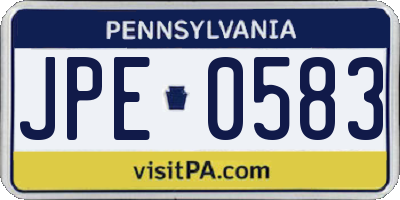 PA license plate JPE0583