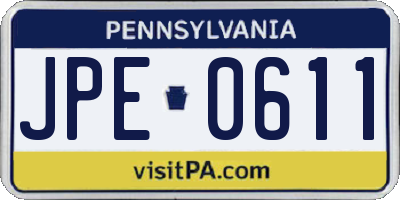 PA license plate JPE0611