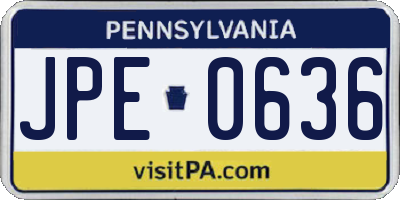 PA license plate JPE0636