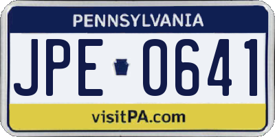 PA license plate JPE0641