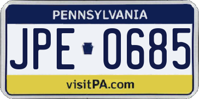 PA license plate JPE0685