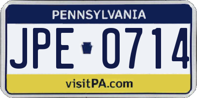 PA license plate JPE0714