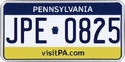 PA license plate JPE0825