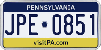 PA license plate JPE0851