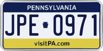 PA license plate JPE0971