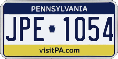 PA license plate JPE1054