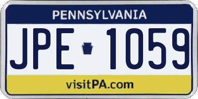 PA license plate JPE1059