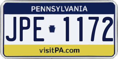 PA license plate JPE1172