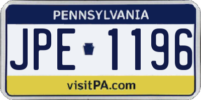 PA license plate JPE1196