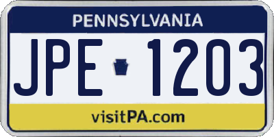 PA license plate JPE1203