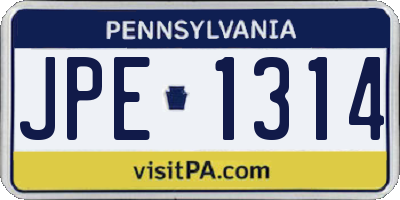 PA license plate JPE1314