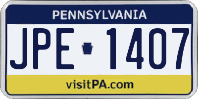 PA license plate JPE1407