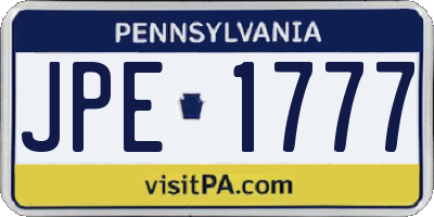 PA license plate JPE1777