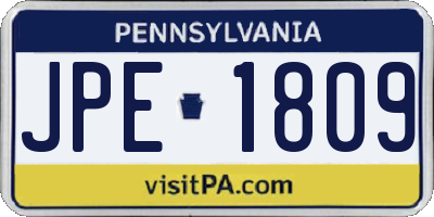 PA license plate JPE1809