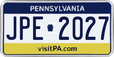 PA license plate JPE2027