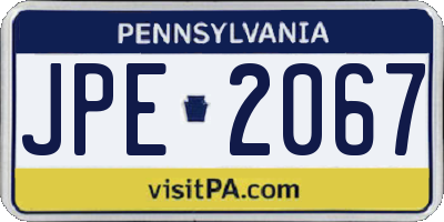 PA license plate JPE2067