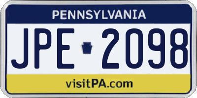 PA license plate JPE2098