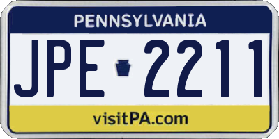 PA license plate JPE2211