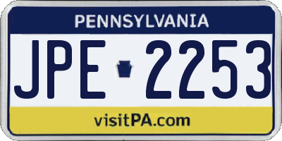 PA license plate JPE2253