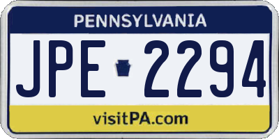 PA license plate JPE2294