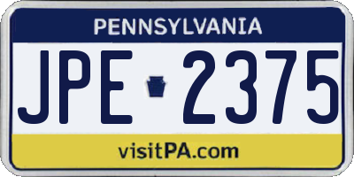 PA license plate JPE2375
