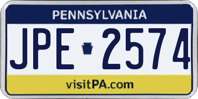 PA license plate JPE2574
