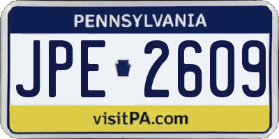 PA license plate JPE2609
