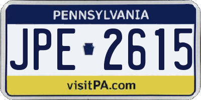 PA license plate JPE2615