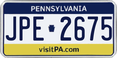 PA license plate JPE2675
