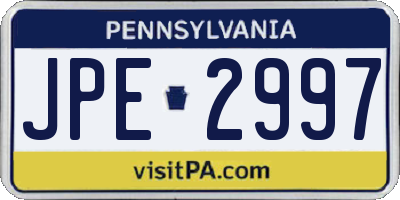 PA license plate JPE2997