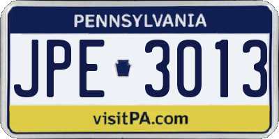 PA license plate JPE3013