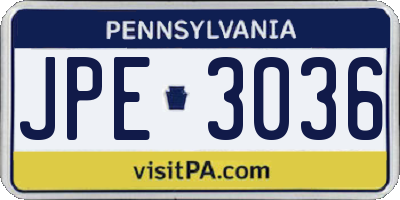 PA license plate JPE3036