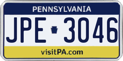 PA license plate JPE3046