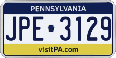 PA license plate JPE3129
