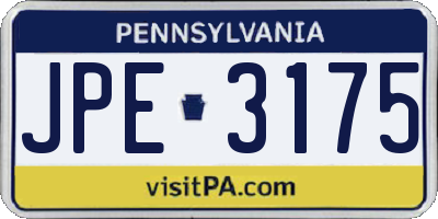 PA license plate JPE3175
