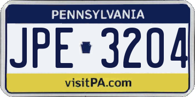 PA license plate JPE3204