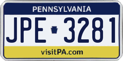 PA license plate JPE3281