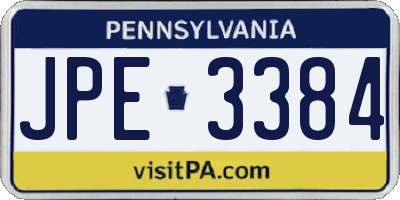 PA license plate JPE3384